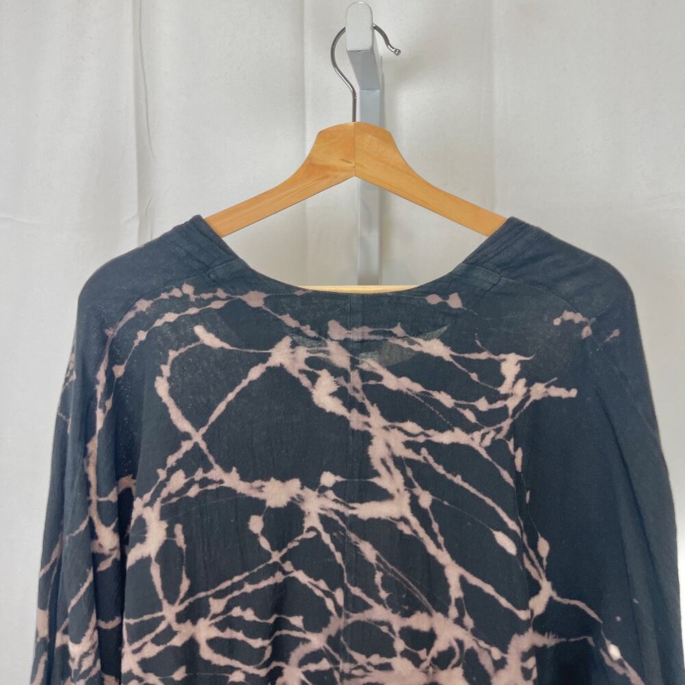 OH MY GAUZE Bleach Tie Dye Top 3/4 Dolman Sleeve Pullover Cotton Black 3 XXL - Picture 6 of 8